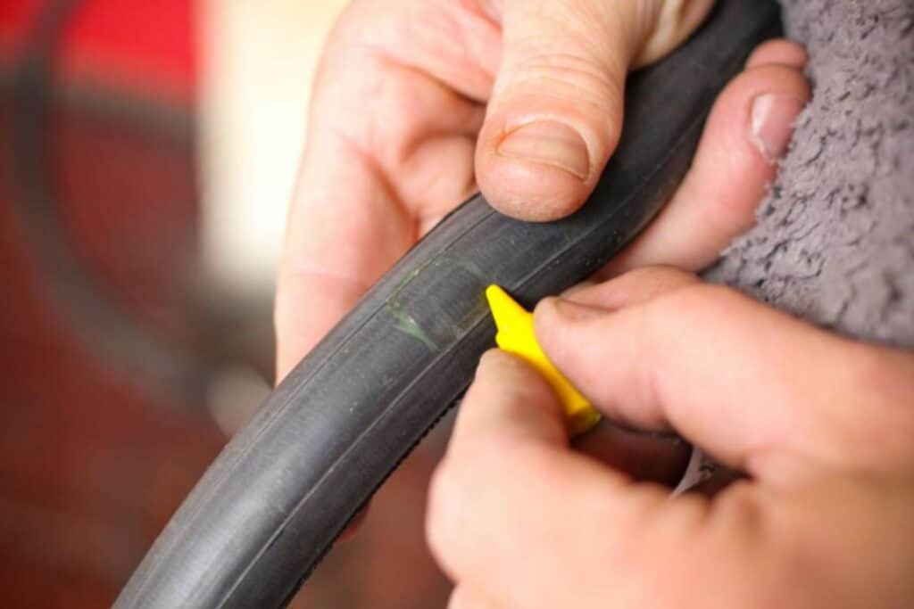 image of marking the repair area how do you fix a bike tube