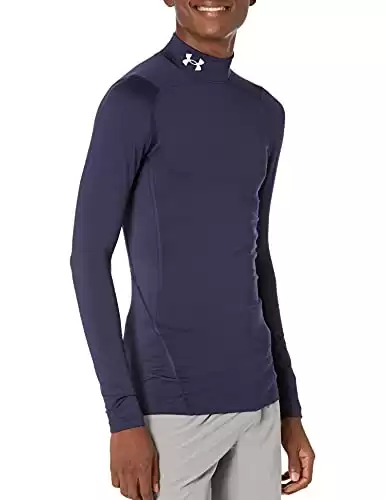 Under Armour mens ColdGear Armour Compression Mock , Midnight Navy (410)/White , Small