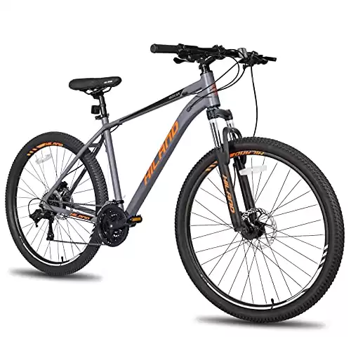 Hiland Mountain Bike 27 Speeds, Lock-Out Suspension Fork, Aluminum Frame 27.5 inch Wheel Hydraulic Disc-Brake for Men & Women