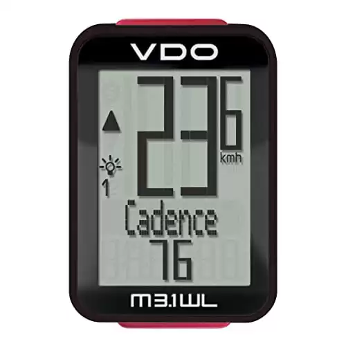 VDO M3.1 Bicycle Computer, Wireless, Handlebar or Stem Mount, 2 Buttons, Cadence Ready, Digital Backlight Display, Urban & MTB, Auto Start-Stop, Splash Proof, Cycle Speedometer, German Technology