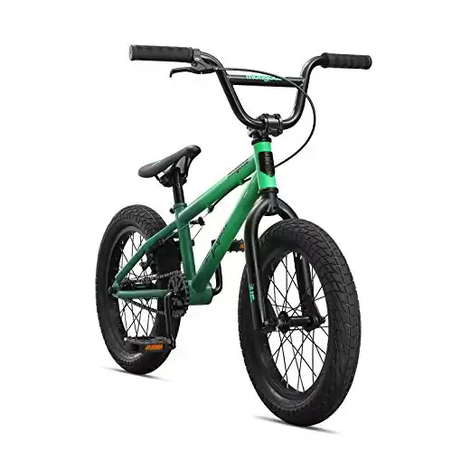 Mongoose Legion L16 Freestyle Sidewalk BMX Bike for Kids/Children and Beginner-Level to Advanced Riders, 16-inch Wheels, Hi-Ten Steel Frame, Micro Drive 25x9T BMX Gearing, Green (M41600U10OS-PC)