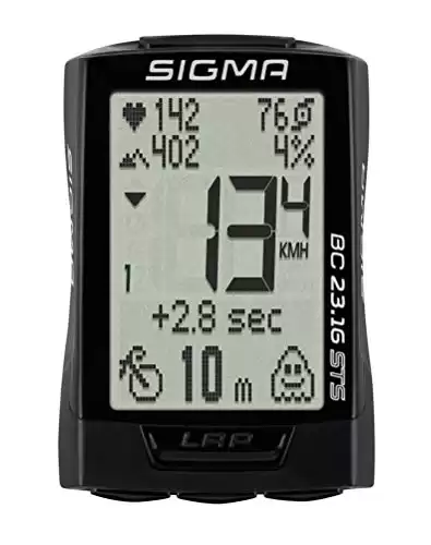 Sigma BC 23.16 STS Digital Wireless Bicycle Computer | Altitude, Cadence & Heart Functions for Competitive Cyclists, Log Upto 500 Hours | Prominent Display, IPX8 Water Resistant, Tool-Free Mountin...