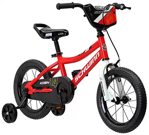 Schwinn Koen & Elm Toddler and Kids Bike, 14-Inch Wheels, Training Wheels Included, Red