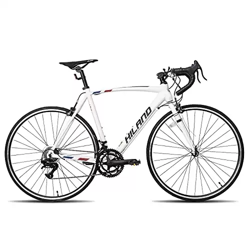 Hiland Road Bike 700c Racing Bike City Commuter Bicycle with 14 Speeds Drivetrain 50cm White
